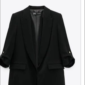 Zara rolled sleeves black blazer size S